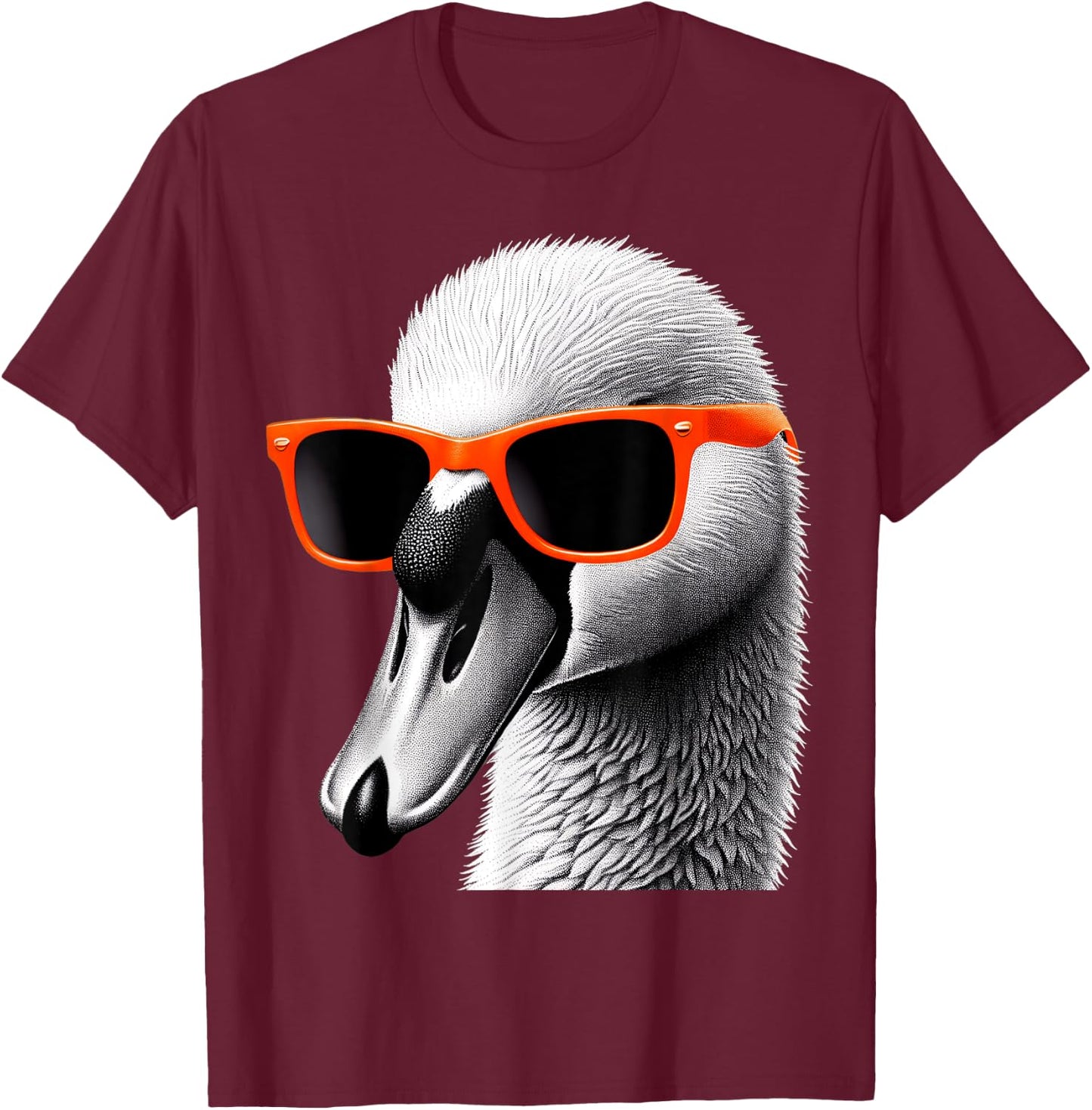 Cool Swan Bird Wearing Sunglasses Graphic Art T-Shirt - T-Shirt | Maroon