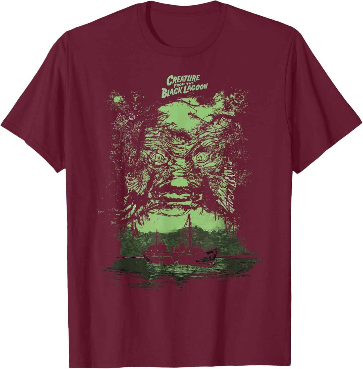 Universal Monsters Creature from The Black Lagoon Illusion T-Shirt - T-Shirt | Maroon