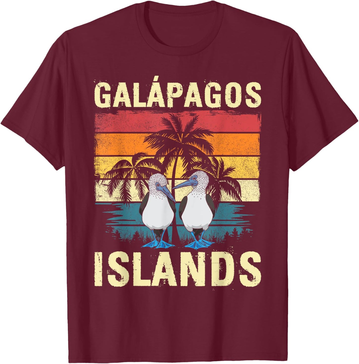 Vintage Blue-footed Booby Galapagos Islands T-Shirt - T-Shirt | Maroon
