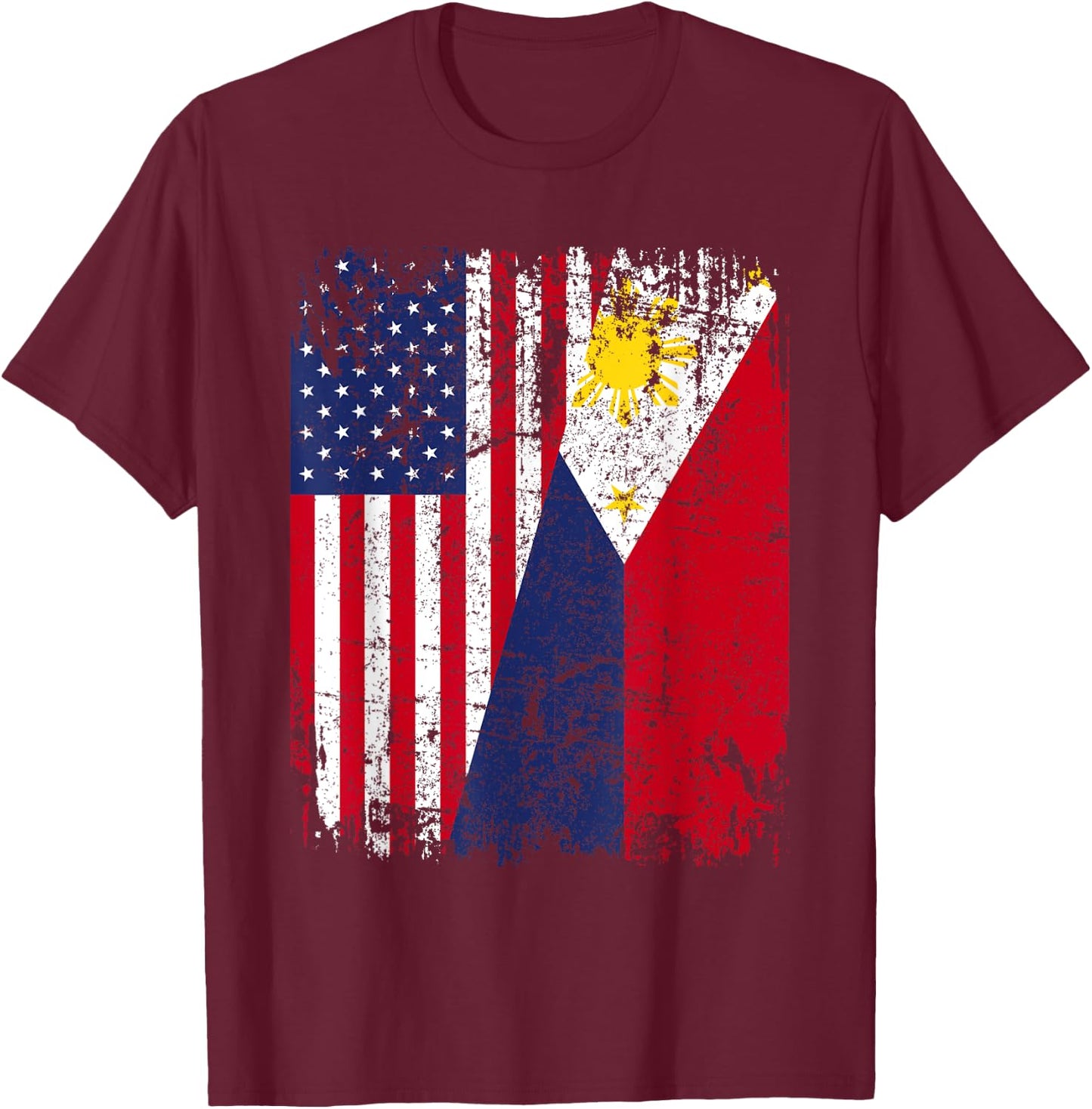 FILIPINO American Flag | Men Women Kids USA PHILIPPINES FLAG T-Shirt - T-Shirt | Maroon
