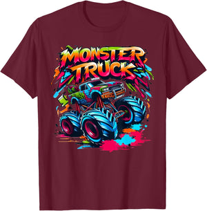 Monster Truck Retro Colorful Graffiti Toddlers Youth Adults T-Shirt - T-Shirt | Maroon