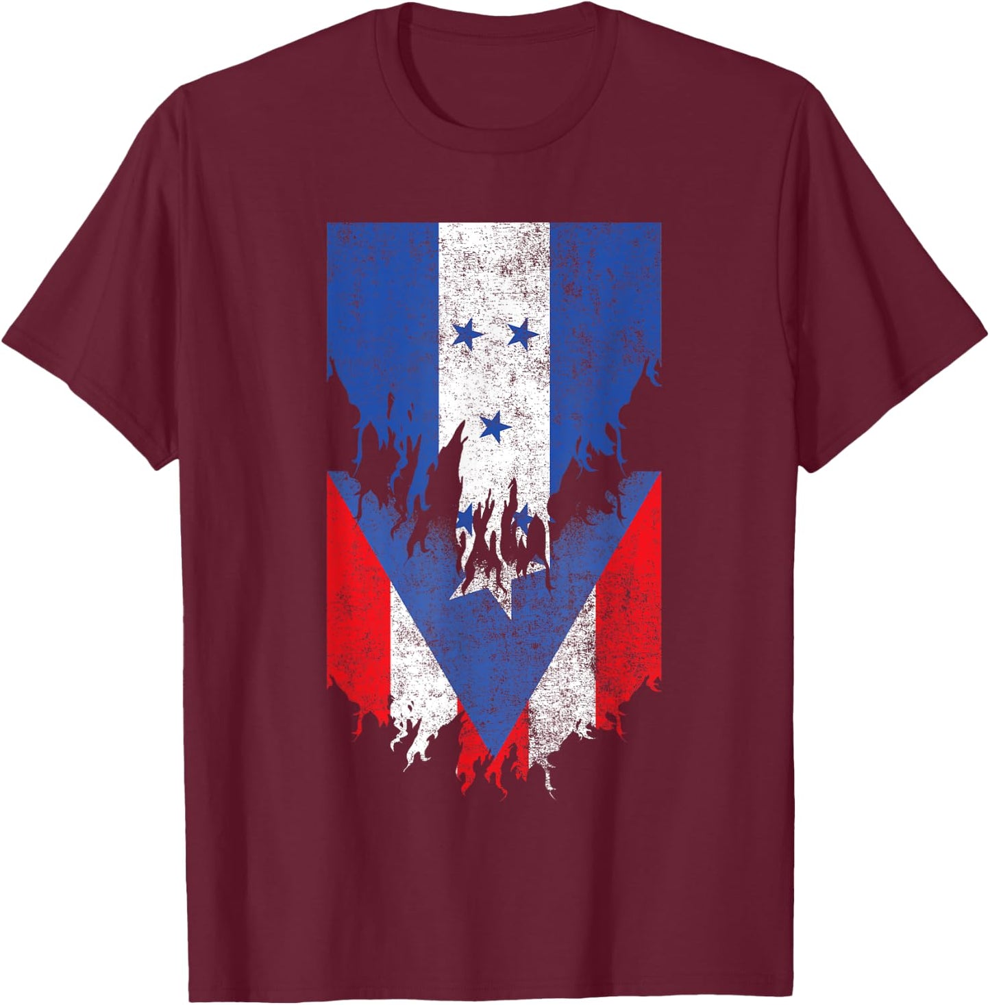 Honduran Puerto Rican Flags Ripped Torn Honduras Puerto Rico T-Shirt - T-Shirt | Maroon