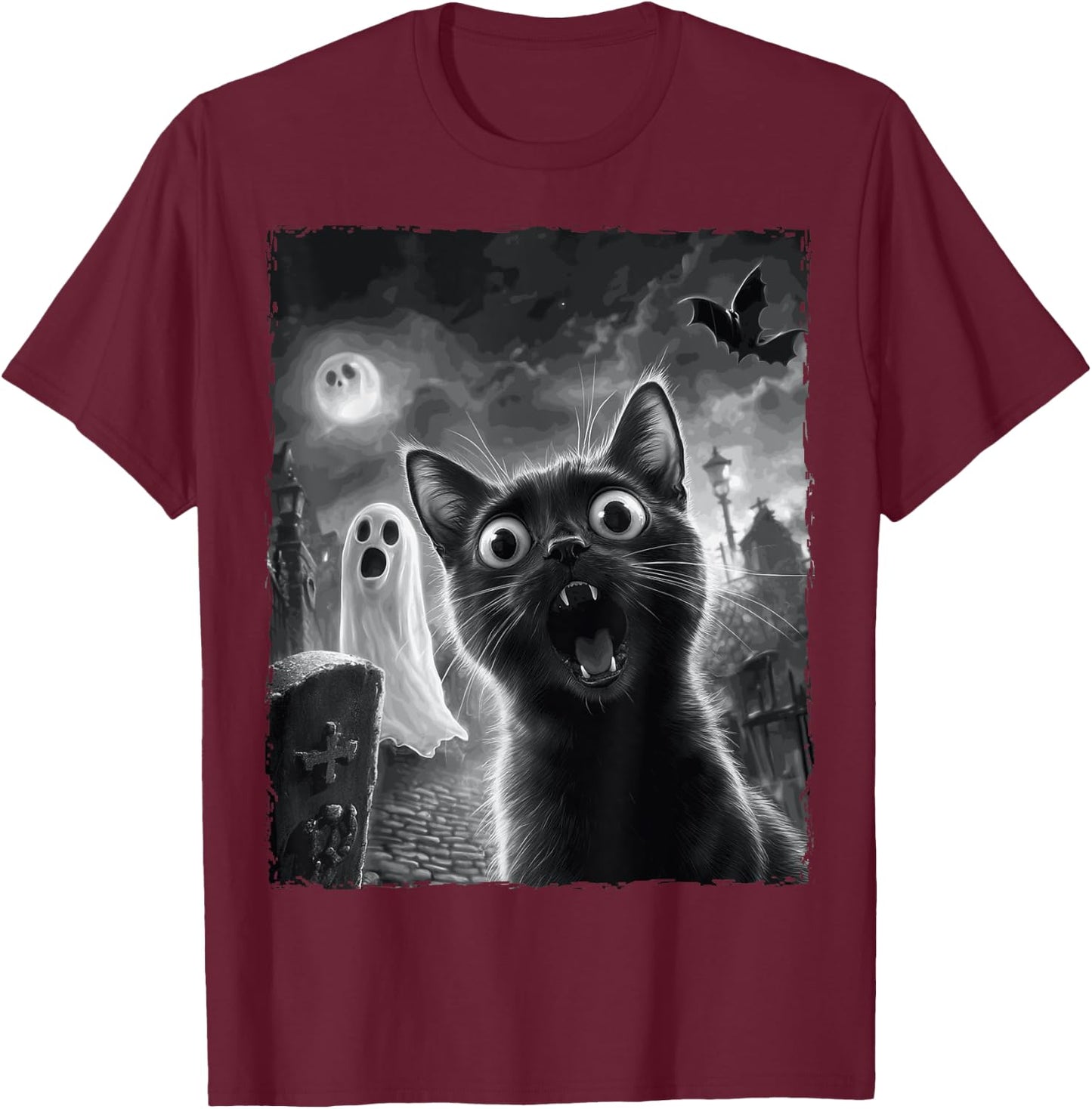 Funny Cat Halloween T-Shirt - T-Shirt | Maroon