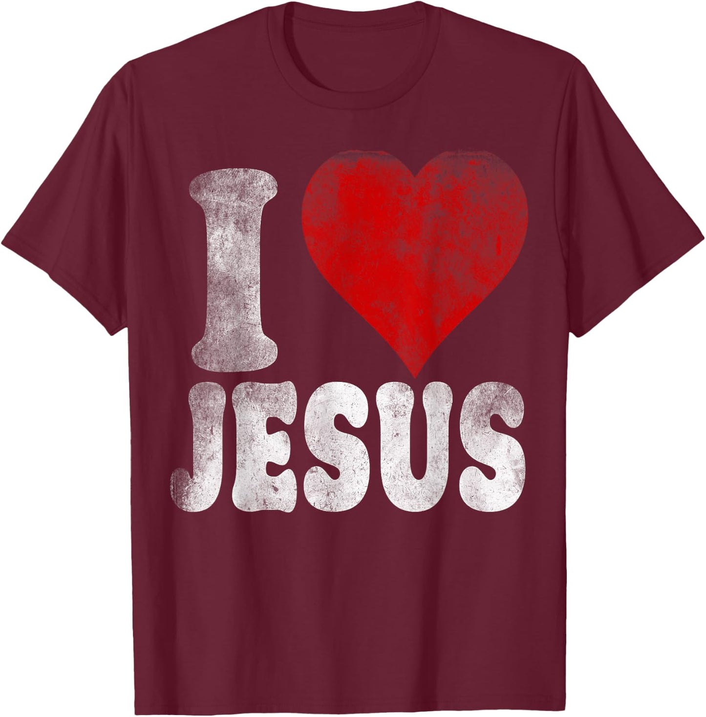 I LOVE JESUS vintage style retro T-Shirt - T-Shirt | Maroon