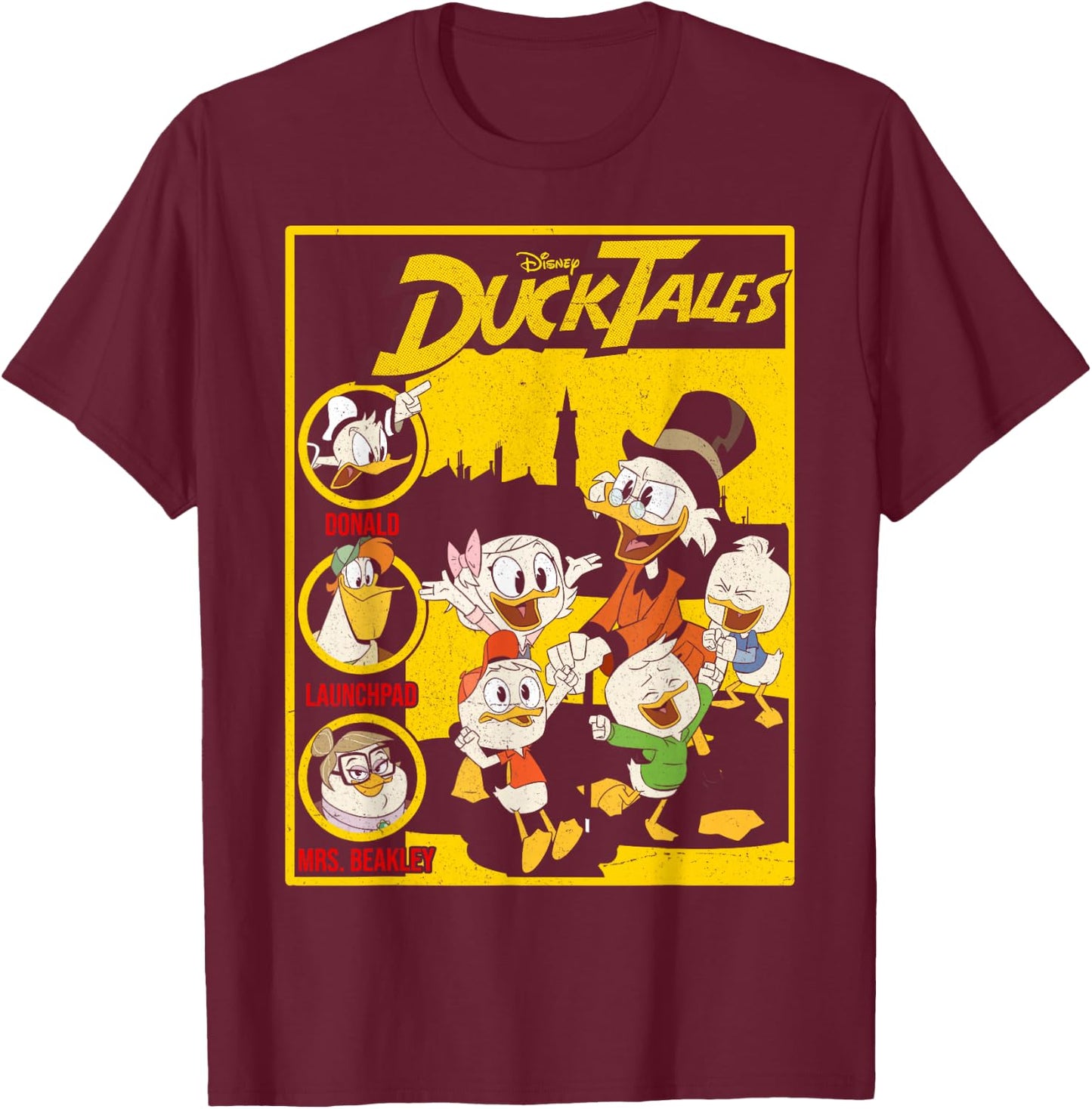 Disney DuckTales Comic Book Cover Small T-Shirt - T-Shirt | Maroon