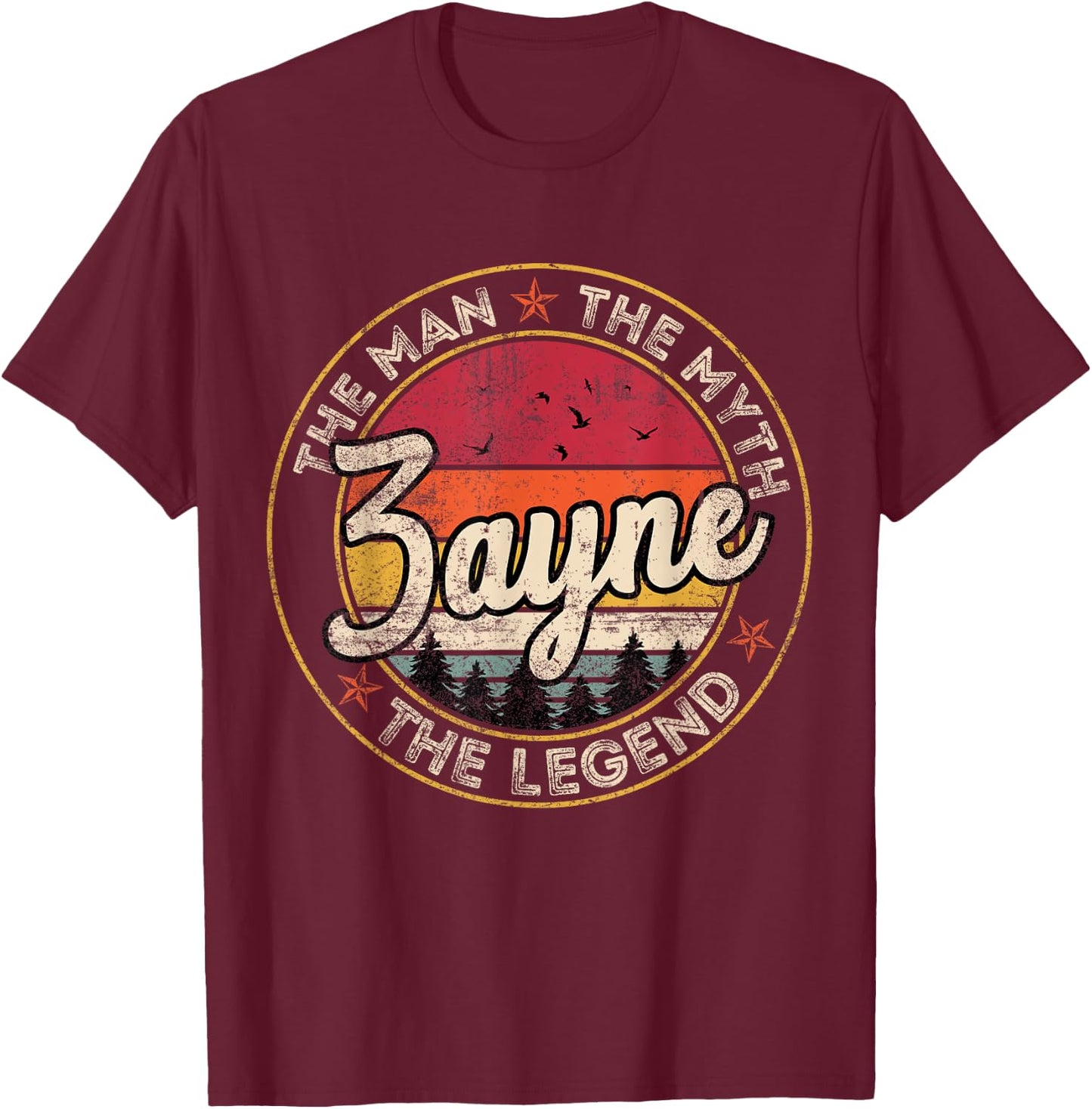 Zayne The Man The Myth The Legend Personalized Name T-Shirt - T-Shirt | Maroon