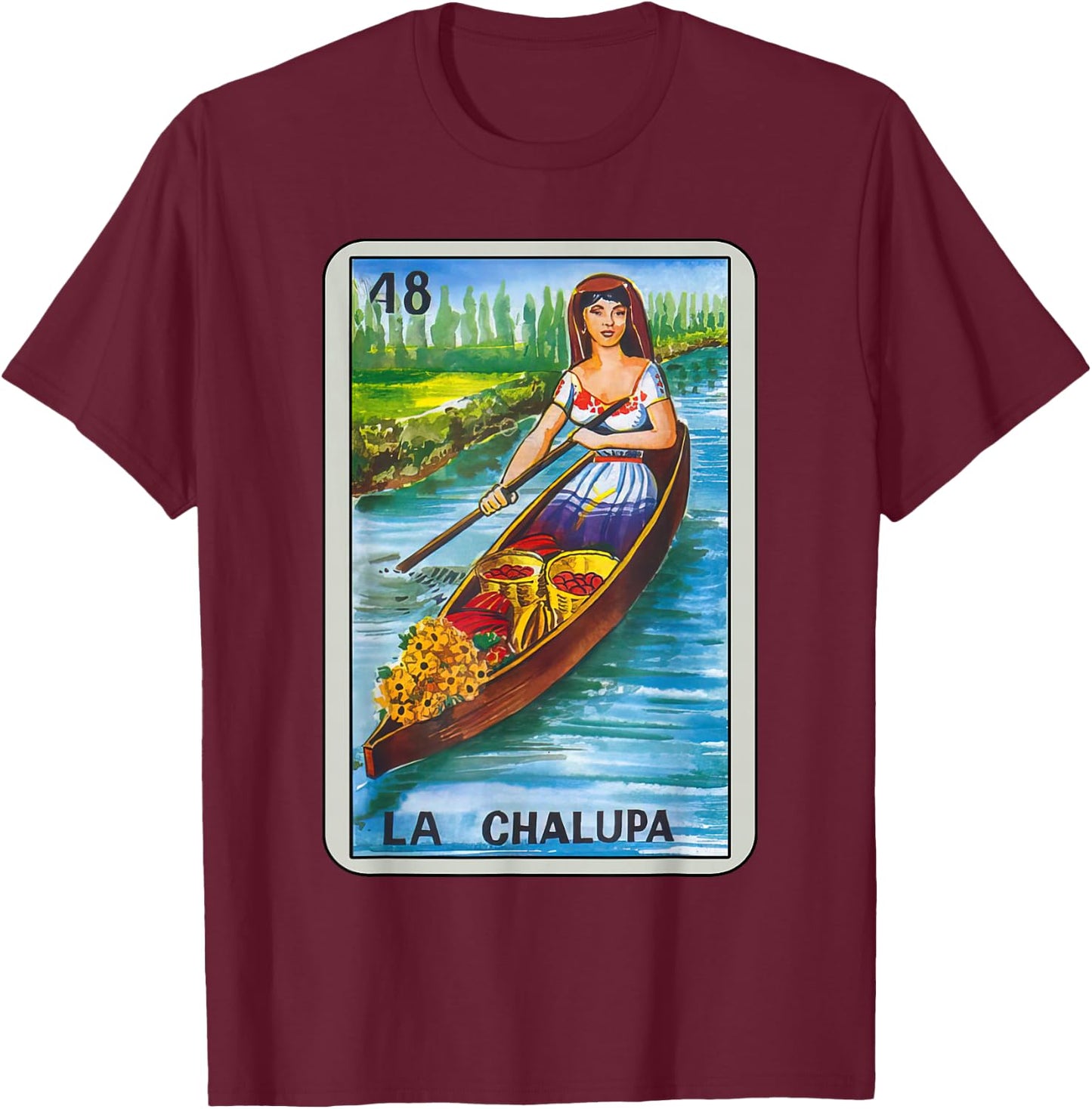 La Chalupa Card Mexican Lottery Card T-Shirt - T-Shirt | Maroon
