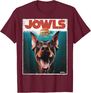 MonsterMuttz Funny Doberman Jowls Top Drooling Dobie Fur -Adults Black Small T-Shirt - T-Shirt | Maroon