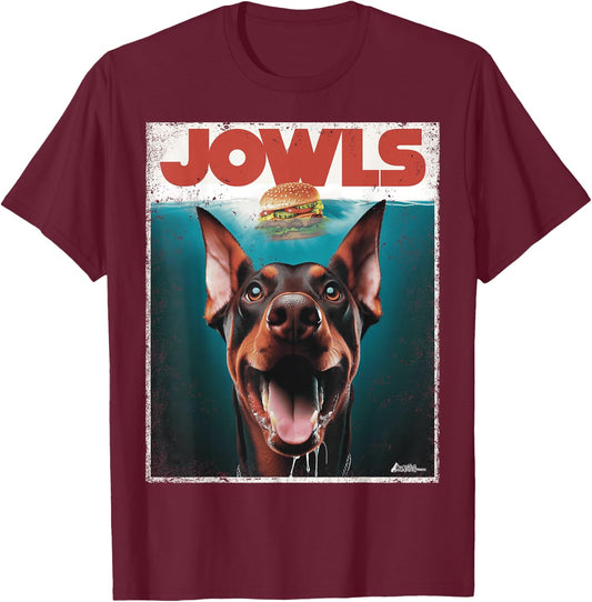 MonsterMuttz Funny Doberman Jowls Top Drooling Dobie Fur -Adults Black Small T-Shirt - T-Shirt | Maroon
