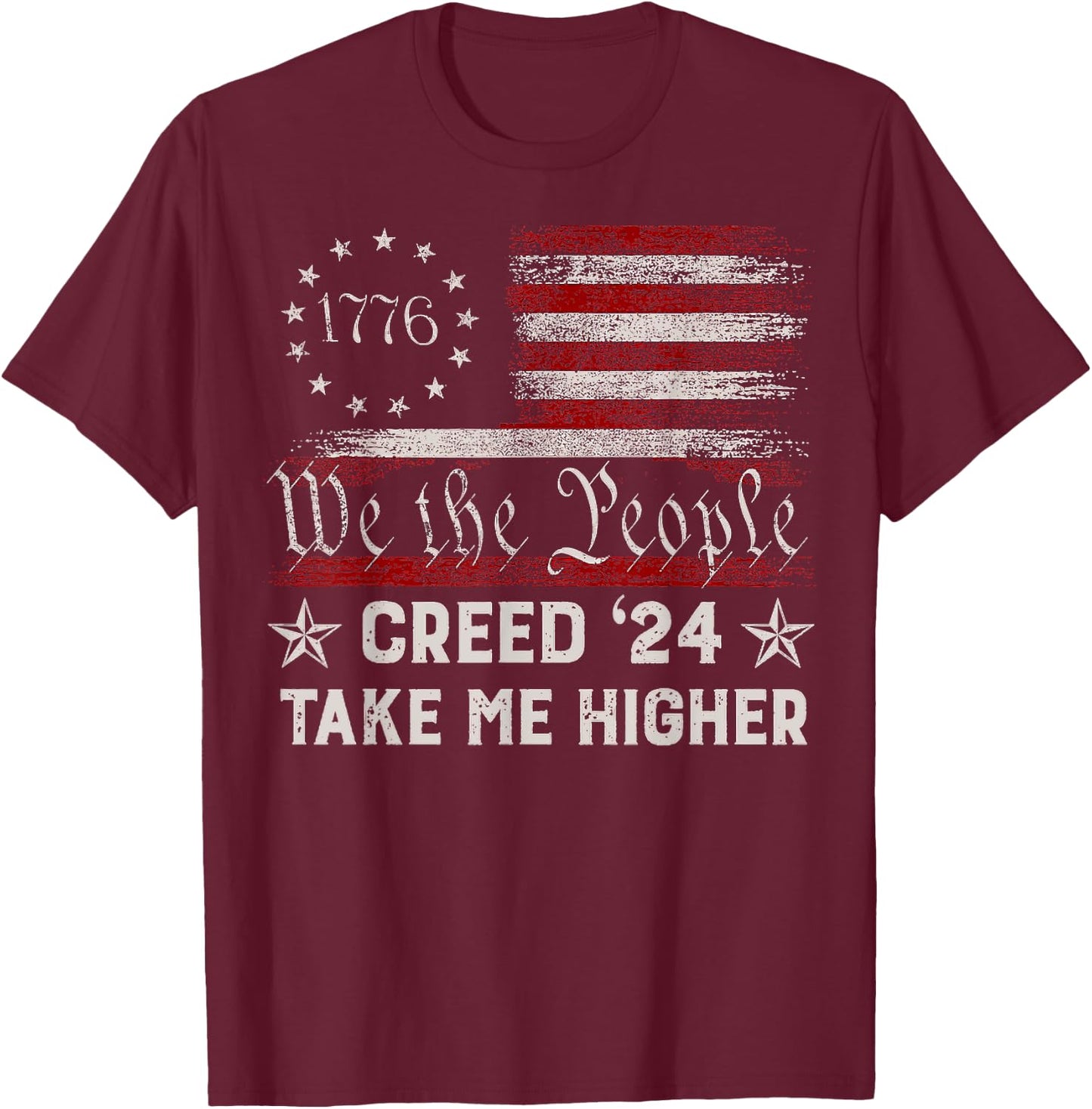 Creed 24' Take Me Higher American Flag T-Shirt - T-Shirt | Maroon