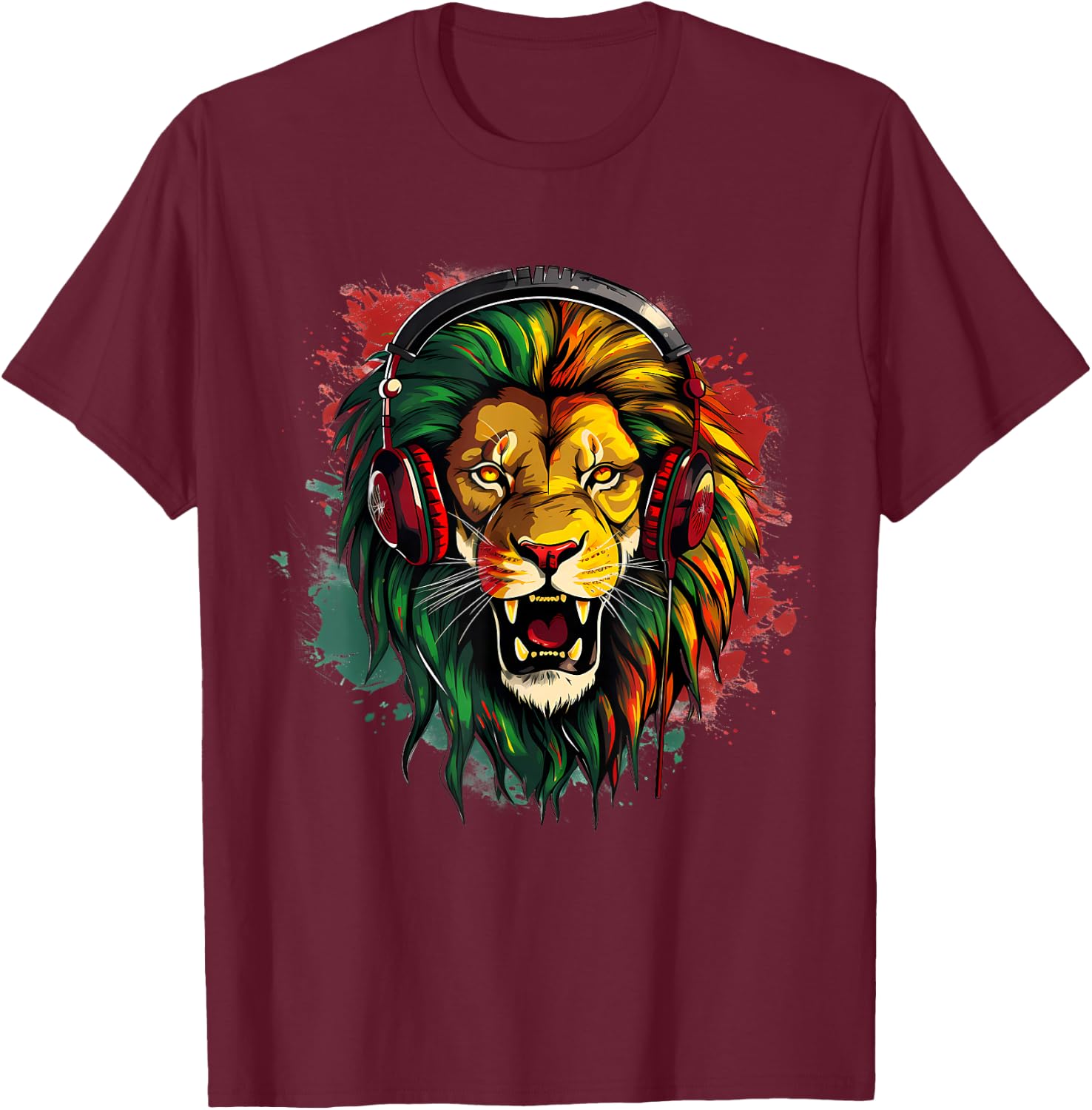 Reggae Music Rasta Pride Rasta Reggae Lion Rastafari Jamaica T-Shirt - T-Shirt | Maroon