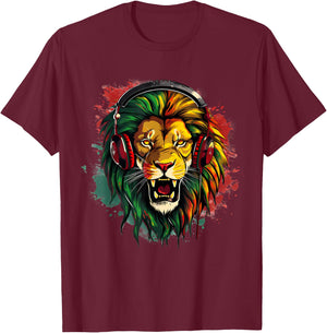 Reggae Music Rasta Pride Rasta Reggae Lion Rastafari Jamaica T-Shirt - T-Shirt | Maroon