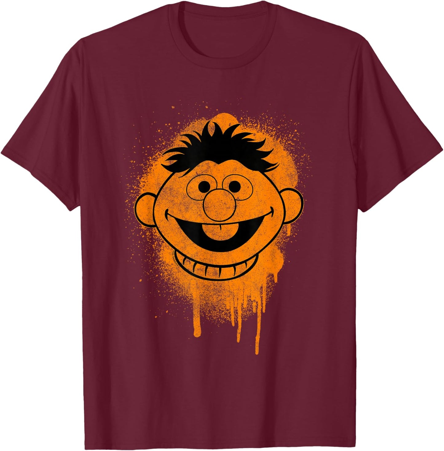 Sesame Street Ernie Graffiti Spray Face Halloween Costume T-Shirt - T-Shirt | Maroon