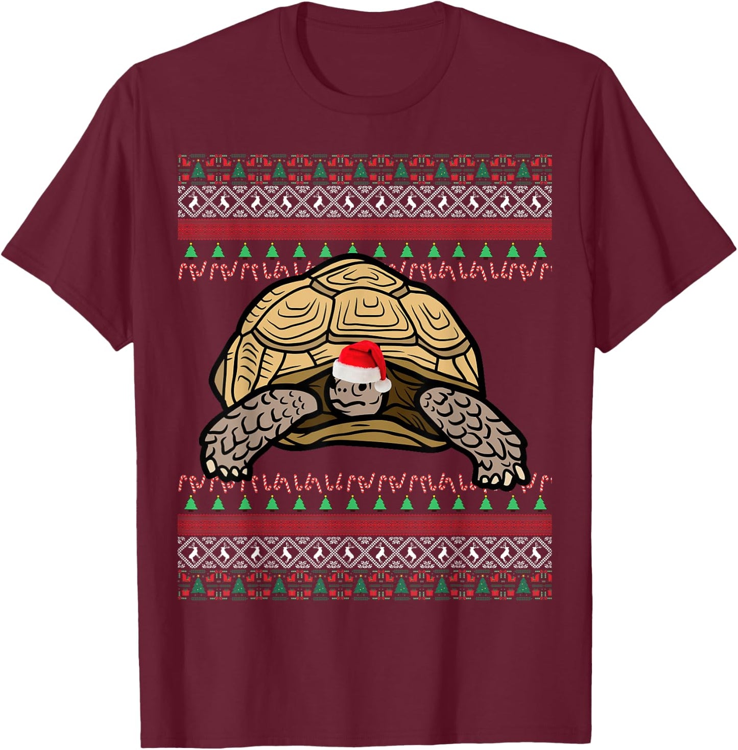 African Sulcata Tortoise Christmas T-Shirt - T-Shirt | Maroon