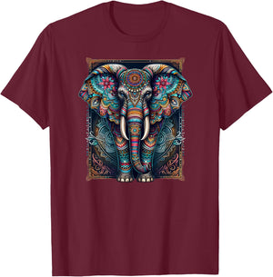 Mandala Elephant Wisdom Indian Elephant Zen Yoga Mindfulness T-Shirt - T-Shirt | Maroon