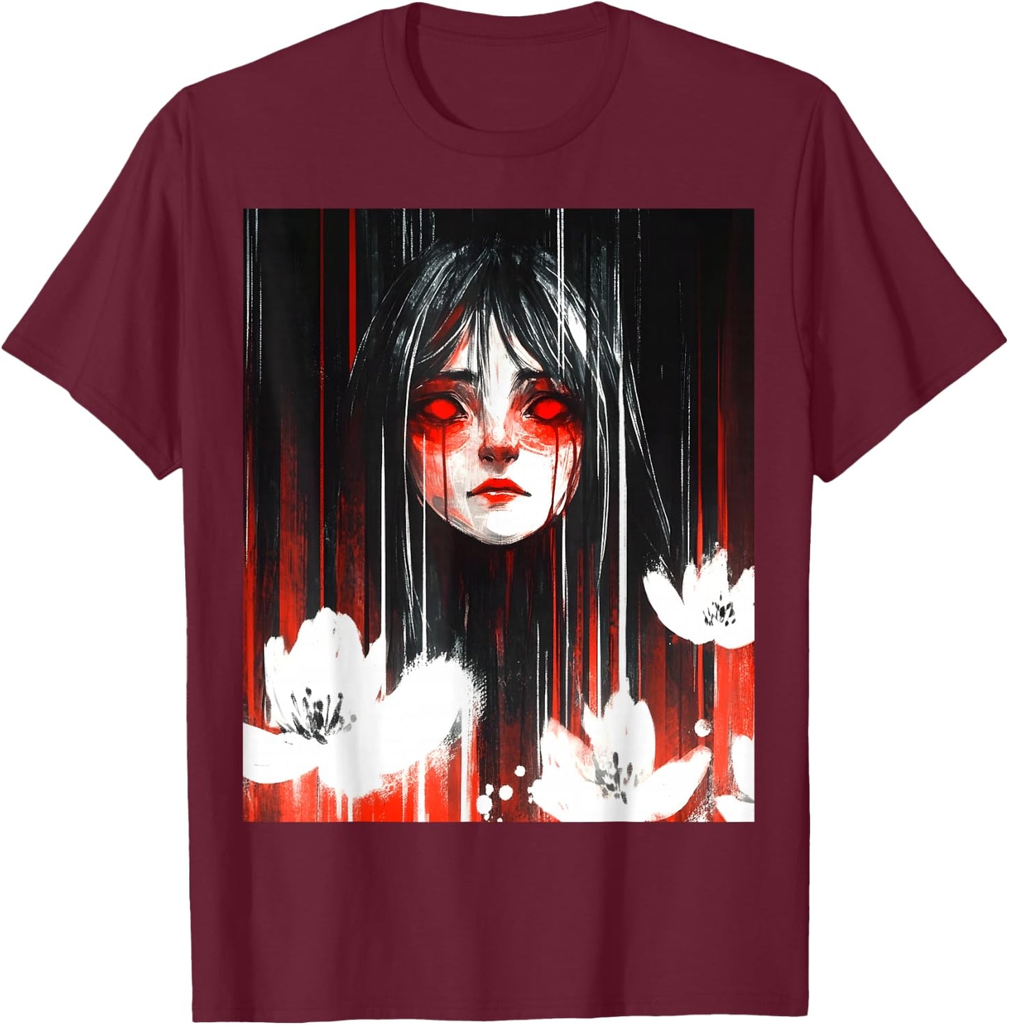 Japan Horror Anime Manga Japanese Creepy Kawaii Goth T-Shirt - T-Shirt | Maroon