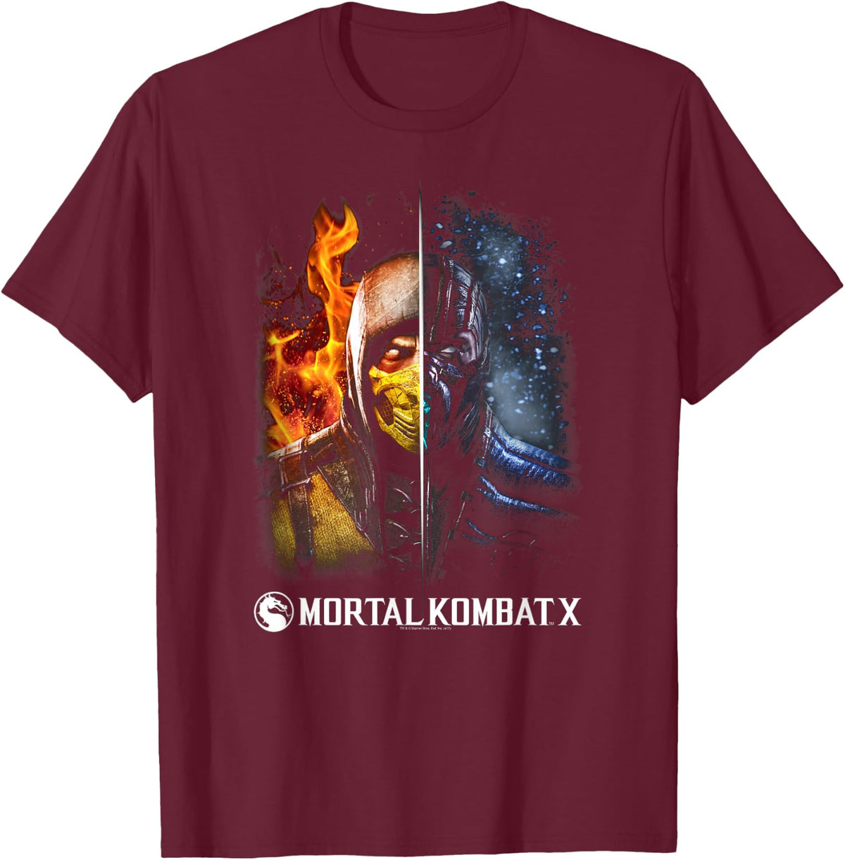 Mortal Kombat X Fire and Ice T-Shirt - T-Shirt | Maroon