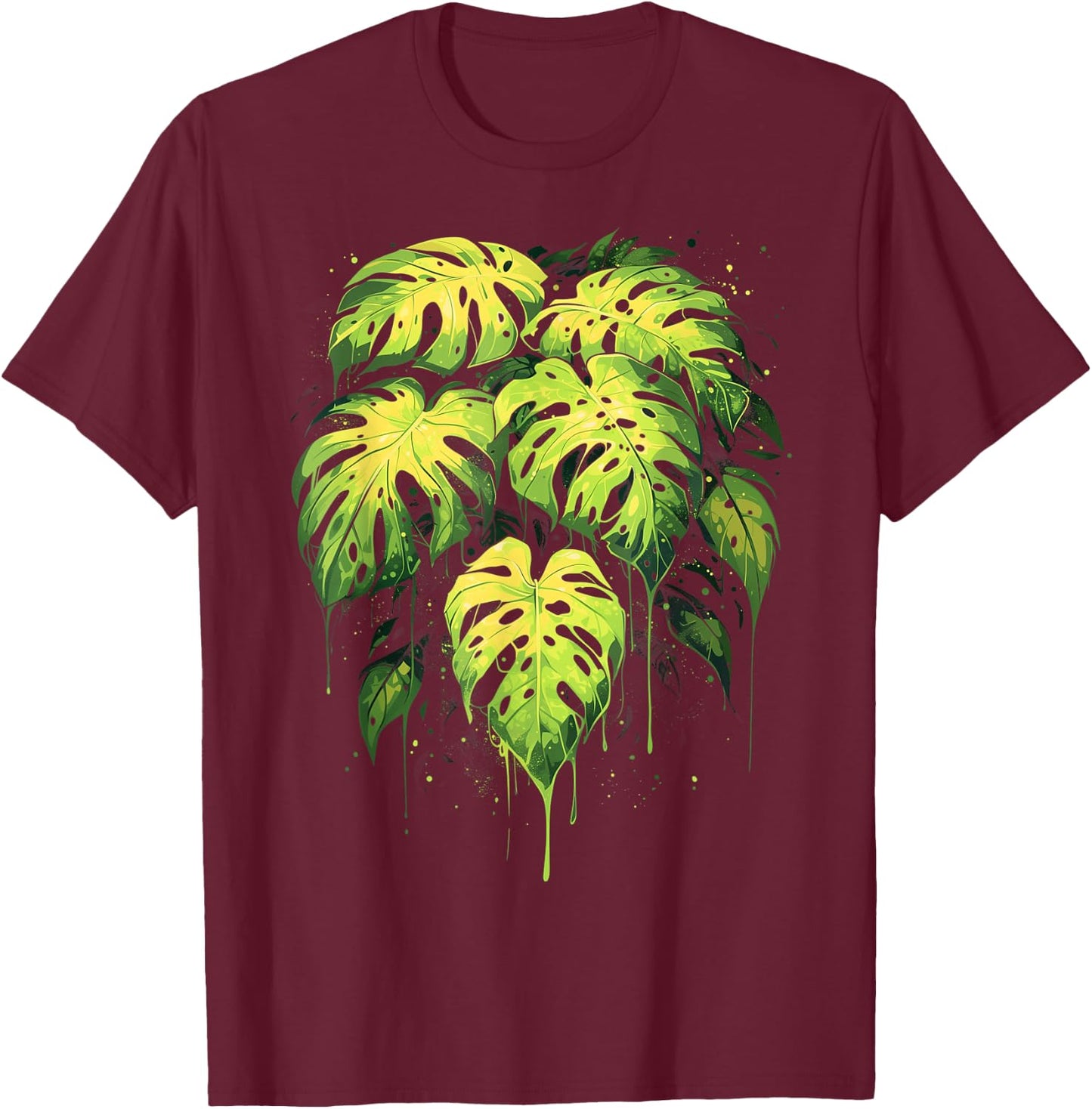 Monstera Deliciosa Plant Lover Lady Daddy Botanical T-Shirt - T-Shirt | Maroon