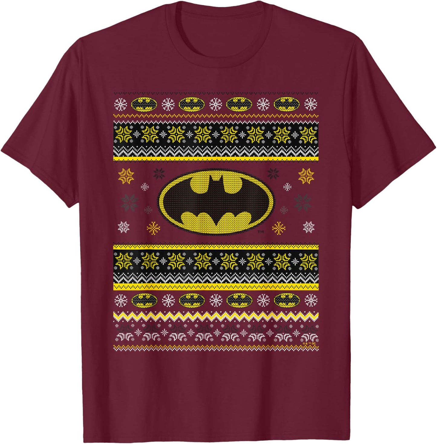 Batman Ugly Christmas Logo T-Shirt - T-Shirt | Maroon