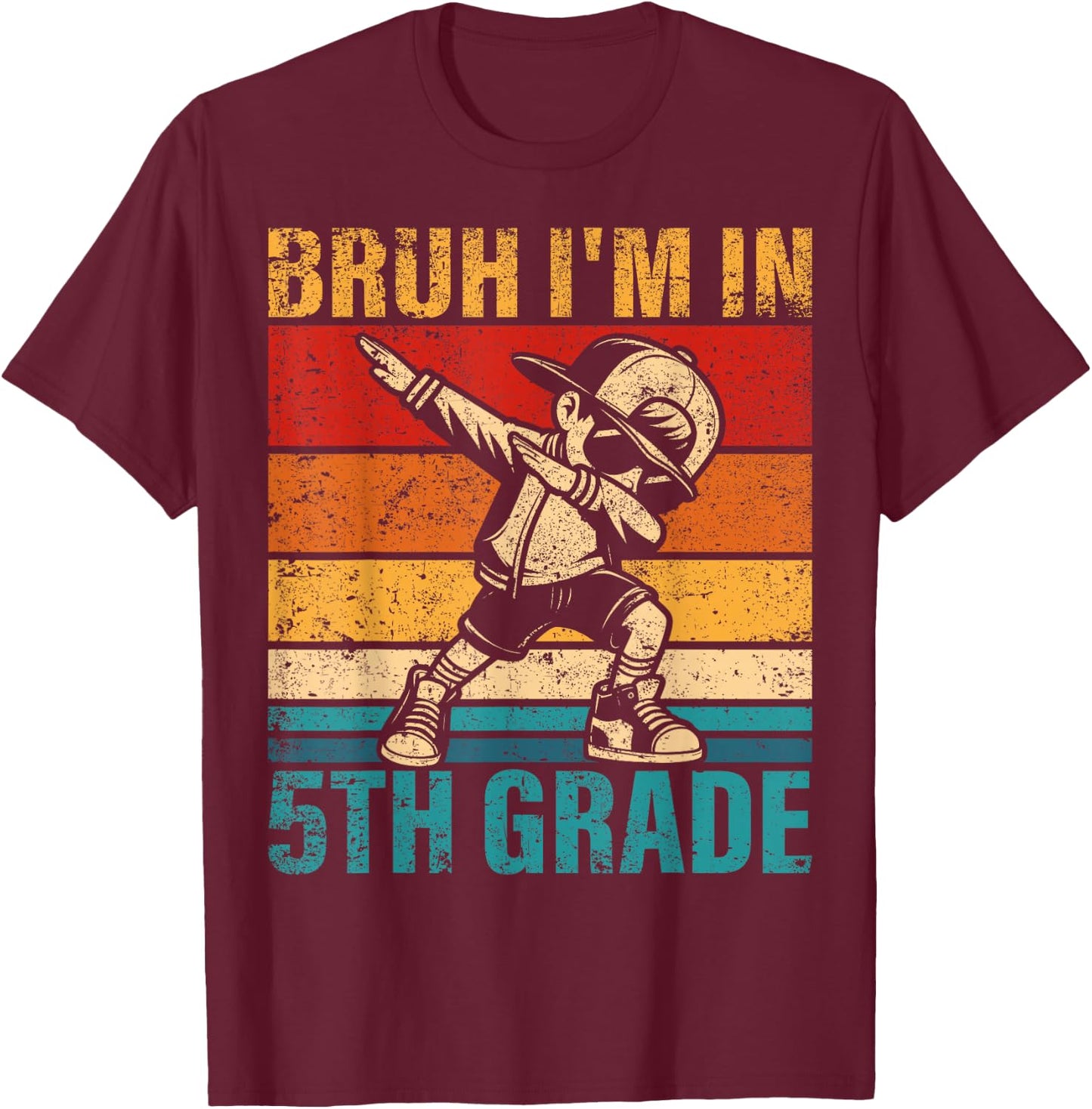 Fifth Grade Dabbing Boy Bruh i'm in 5th Grade Student T-Shirt - T-Shirt | Maroon