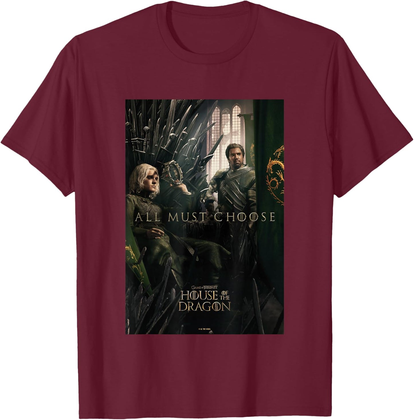 House of the Dragon All Must Choose Aegon And Criston Retro T-Shirt - T-Shirt | Maroon