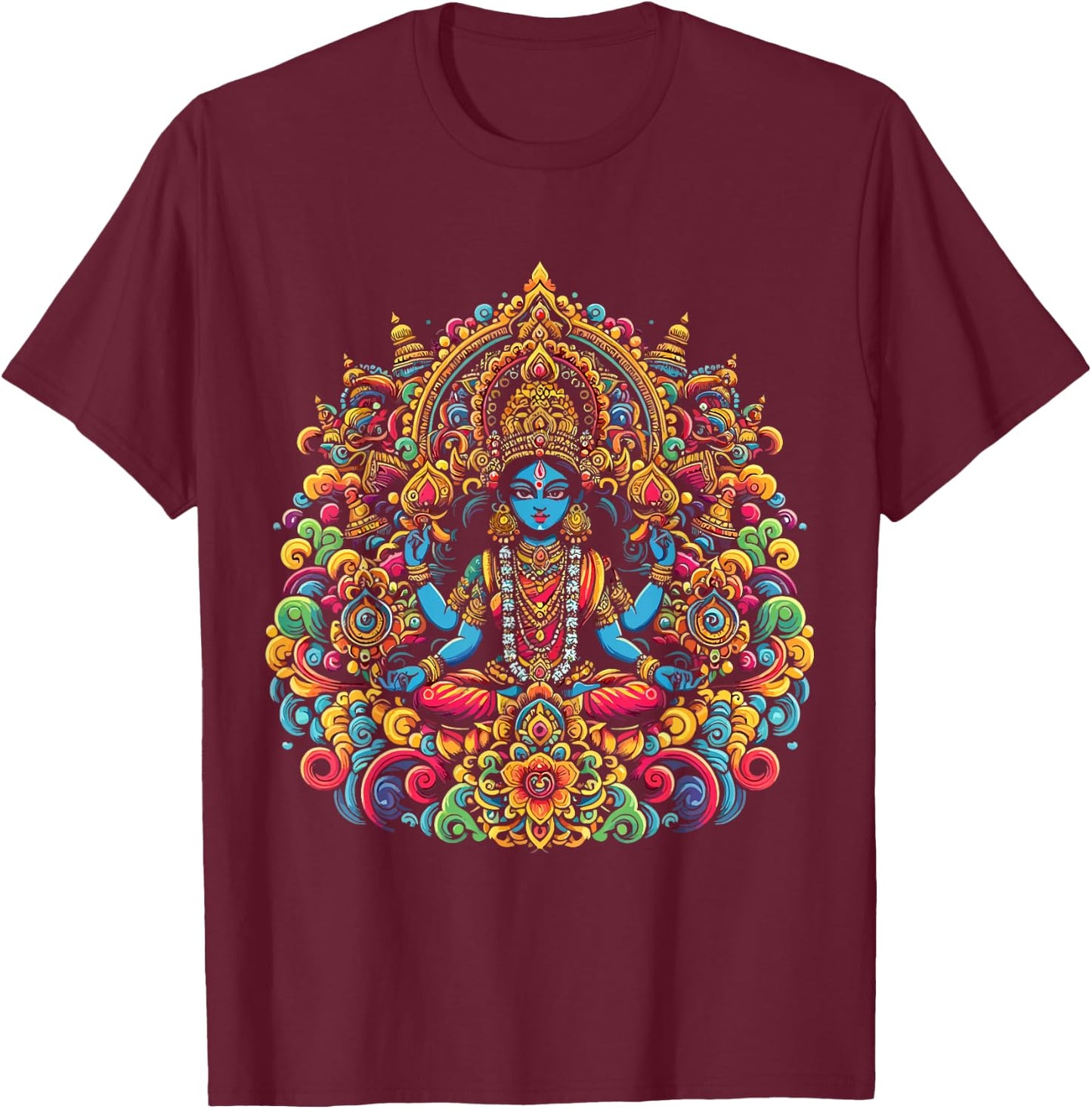 Kali Hindu Goddess Of Death Hindu Mother Fierce Warrior T-Shirt - T-Shirt | Maroon