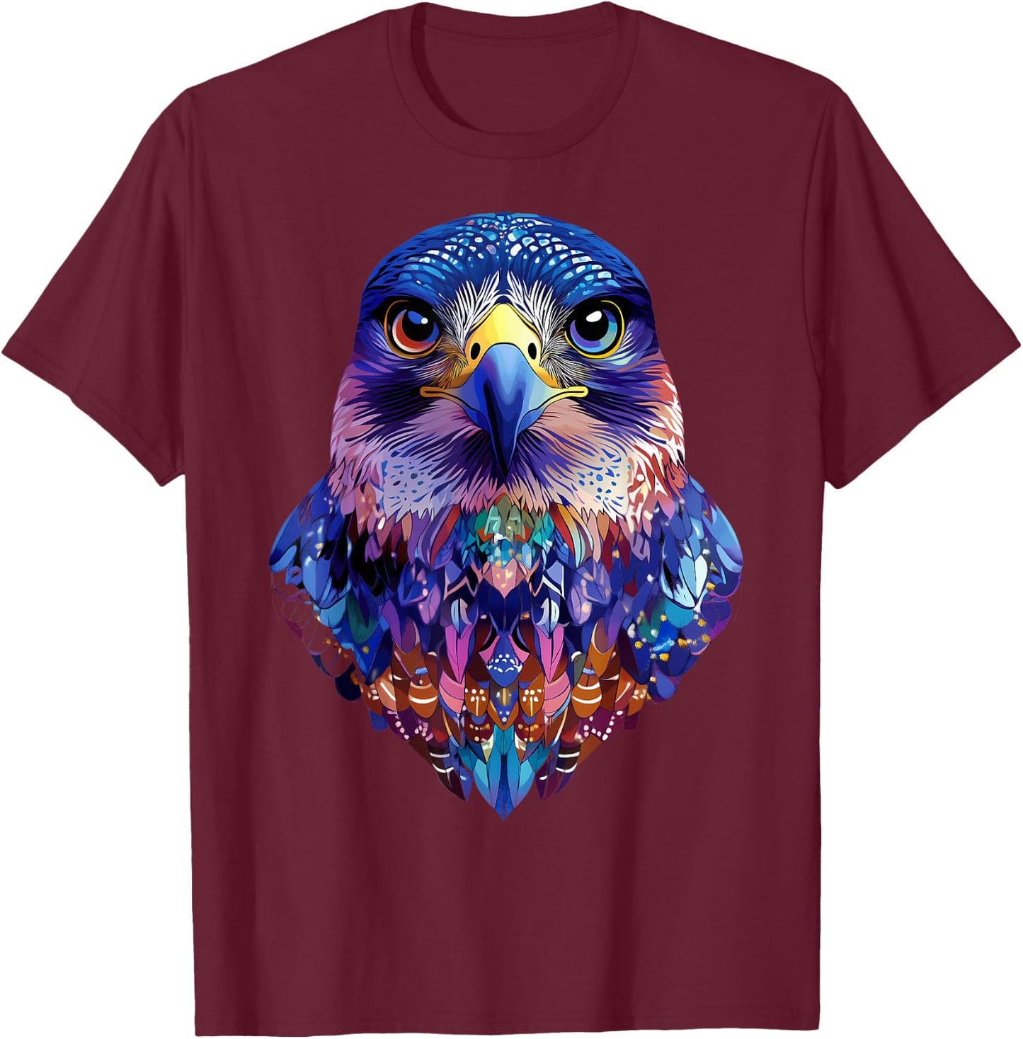 Azteca Peregrine Falcon Majestic Animals Bird Lover Black T-Shirt - T-Shirt | Maroon