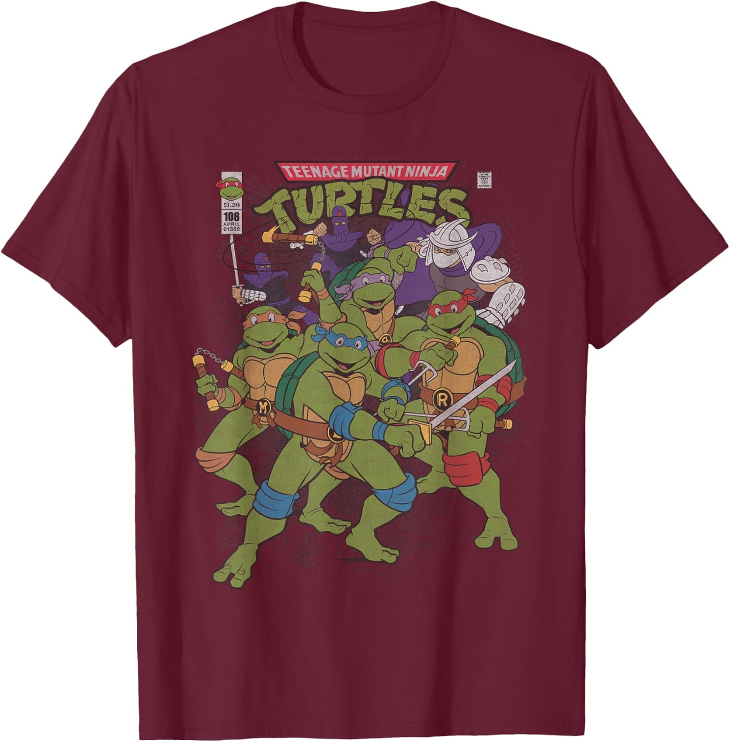 T.M.N.T. Comic Book Cover Group Shot T-Shirt - T-Shirt | Maroon