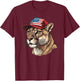 Mountain Lion With USA Hat T-Shirt - T-Shirt | Maroon
