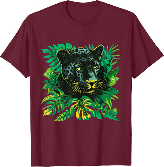 Panther Drawing Animal Art Portrait Nature Panther Lover T-Shirt - T-Shirt | Maroon