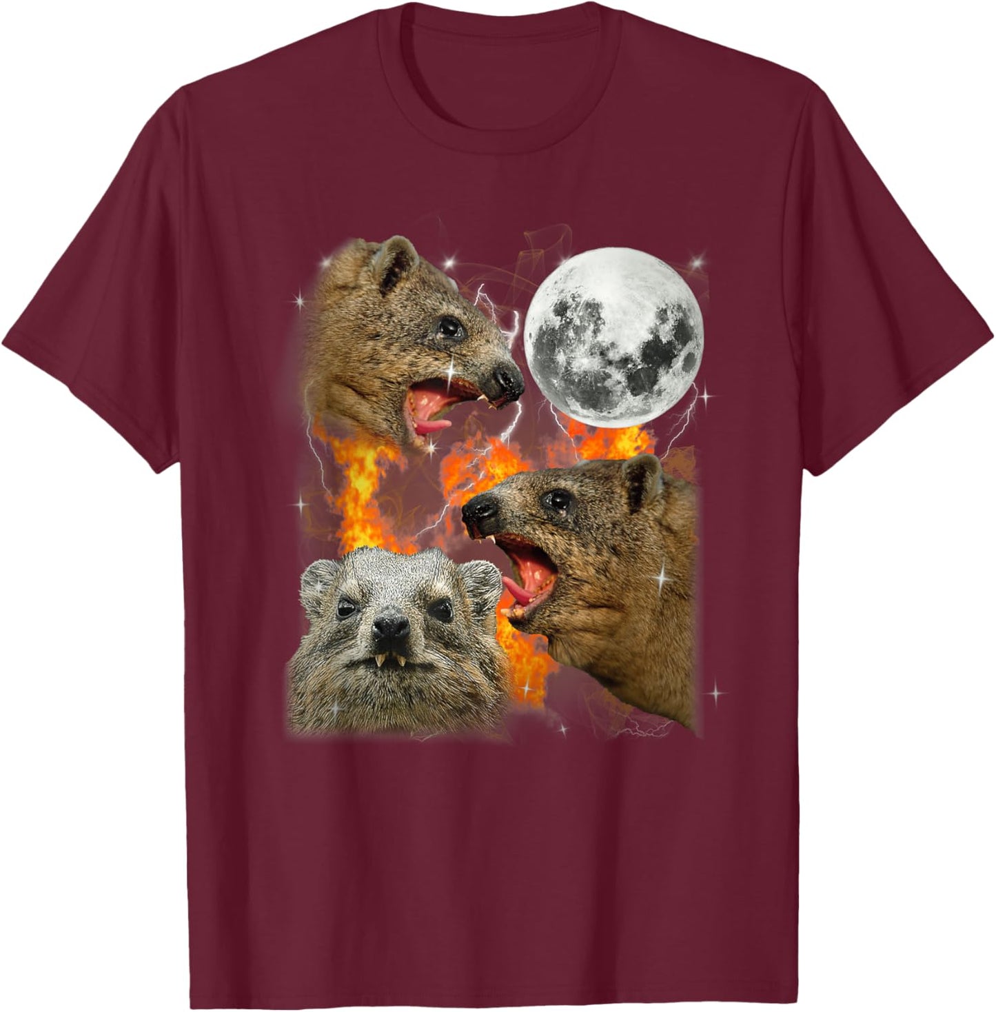 Funny Meme Rock Hyrax Fire T-Shirt - T-Shirt | Maroon