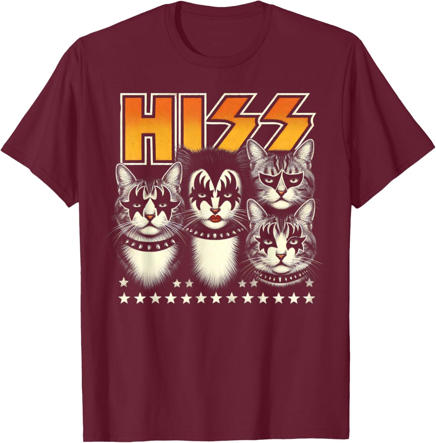 Hiss Funny Cats Kittens Rock Rockin Birthday Gifts Idea T-Shirt - T-Shirt | Maroon