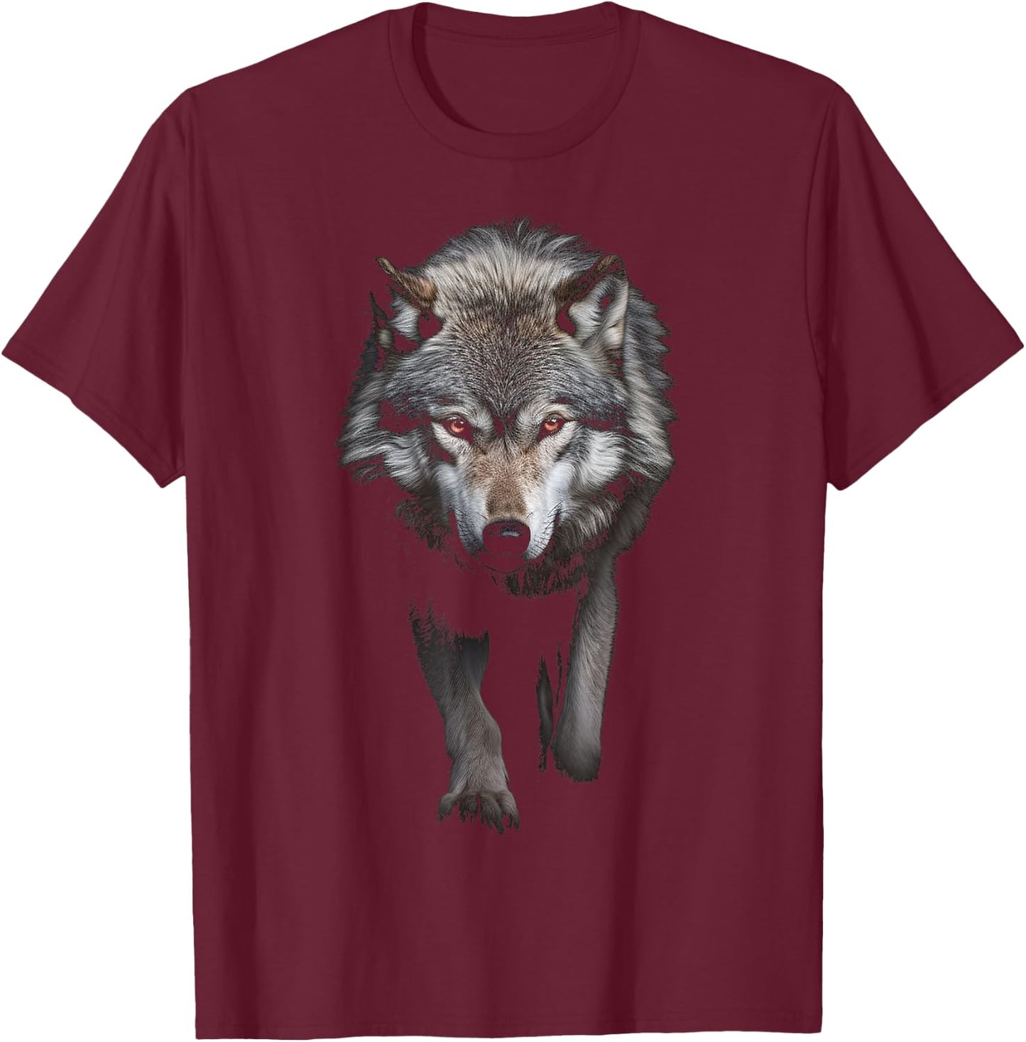Wolf Animal Motif Illustration Wolf T-Shirt - T-Shirt | Maroon