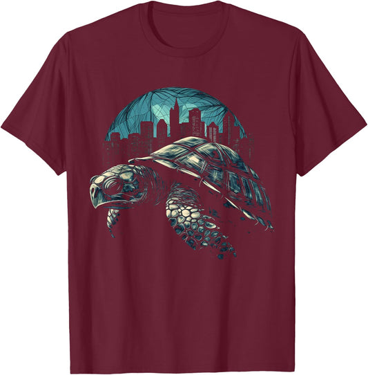 Turtle Architecture Art - Animal Turtle T-Shirt - T-Shirt | Maroon