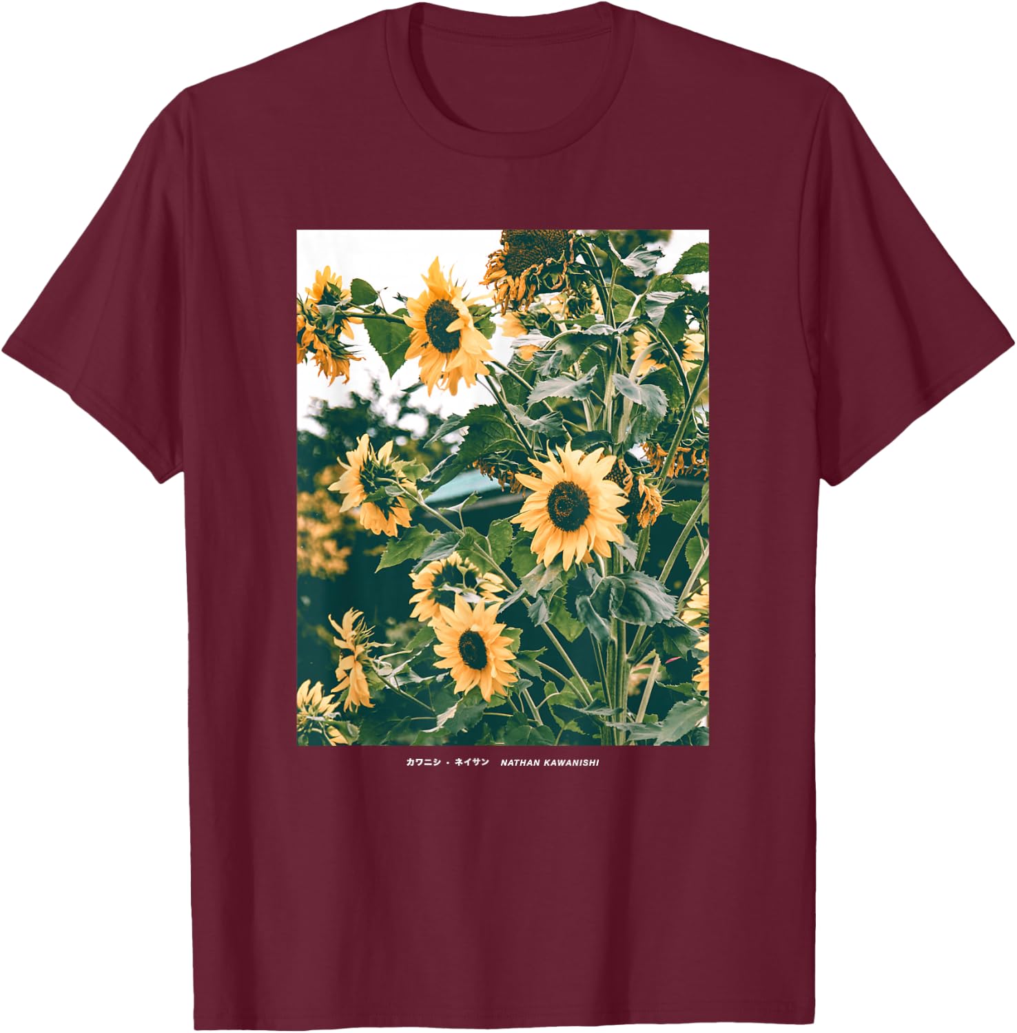 Floral Sunflower Streetwear Aesthetic Fashion Small T-Shirt - T-Shirt | Maroon