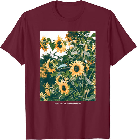 Floral Sunflower Streetwear Aesthetic Fashion Small T-Shirt - T-Shirt | Maroon