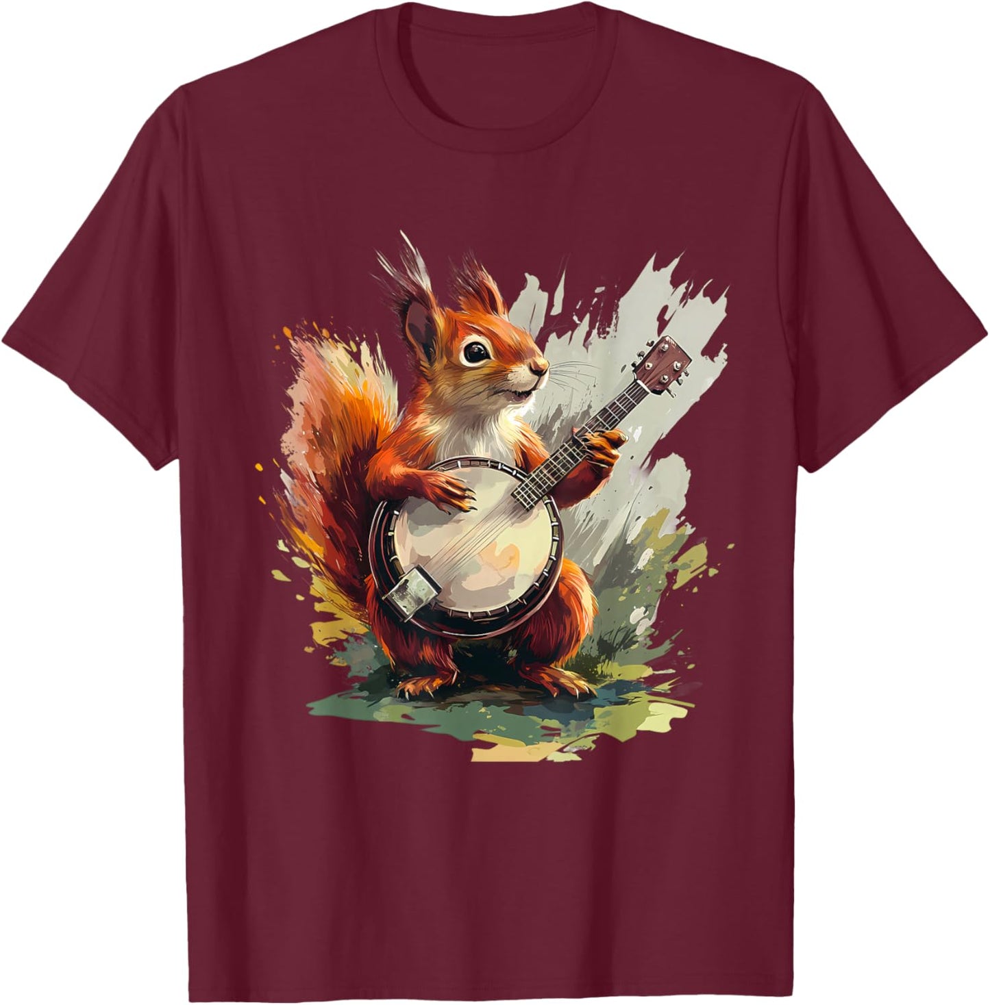 Squirrel Playing Banjo Squirrel Bluegrass Banjo Player T-Shirt - T-Shirt | Maroon