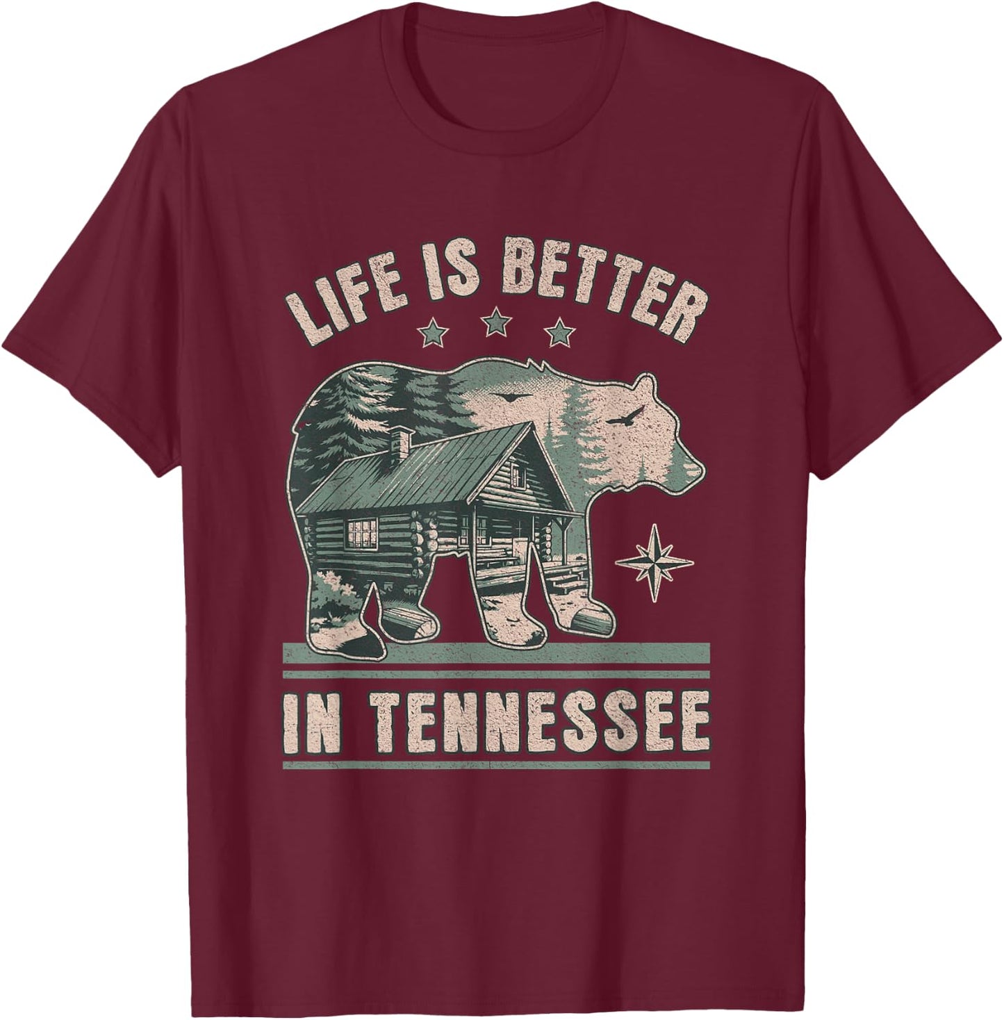 Life Is Better In Tennessee, Smoky Mountains Outdoors Hiking T-Shirt - T-Shirt | Maroon