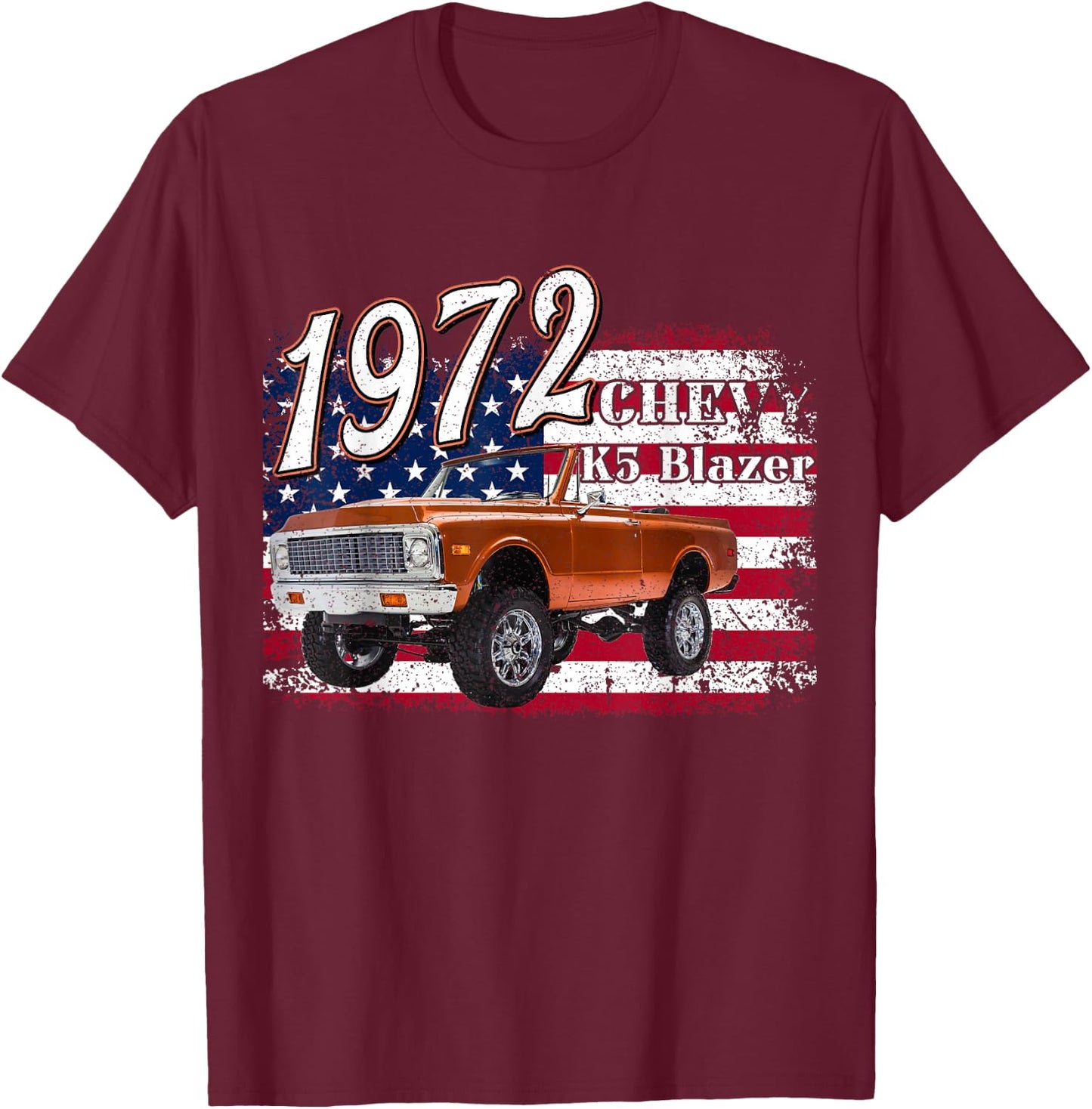 1972 72 K5 Blazer 4th Of July American Truck T-Shirt - T-Shirt | Maroon