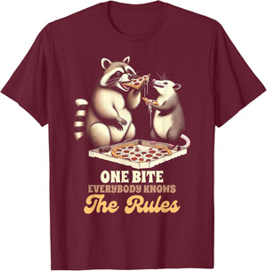 Racoon & Opossum Lover One Bite Everybody That Knows Rules T-Shirt - T-Shirt | Maroon