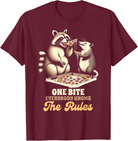 Racoon & Opossum Lover One Bite Everybody That Knows Rules T-Shirt - T-Shirt | Maroon