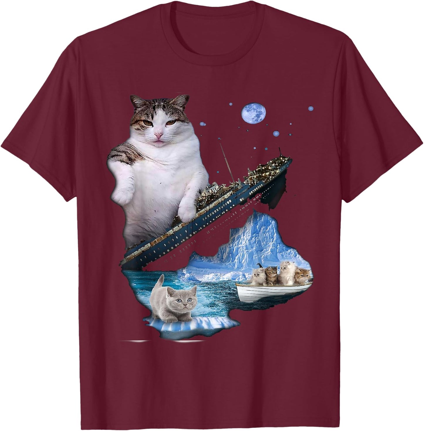 Titanic Cats T-Shirt - T-Shirt | Maroon