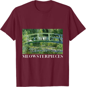 MEOWSTERPIECES Antique Oil Painting Funny Cat Lover Art Women Girls Kids T-Shirt - T-Shirt | Maroon