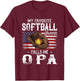 My Favorite Softball Player Calls Me Opa American Flag T-Shirt - T-Shirt | Maroon