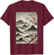 Japanese Graphical Art Vintage Cherry Blossom Woodblock T-Shirt - T-Shirt | Maroon
