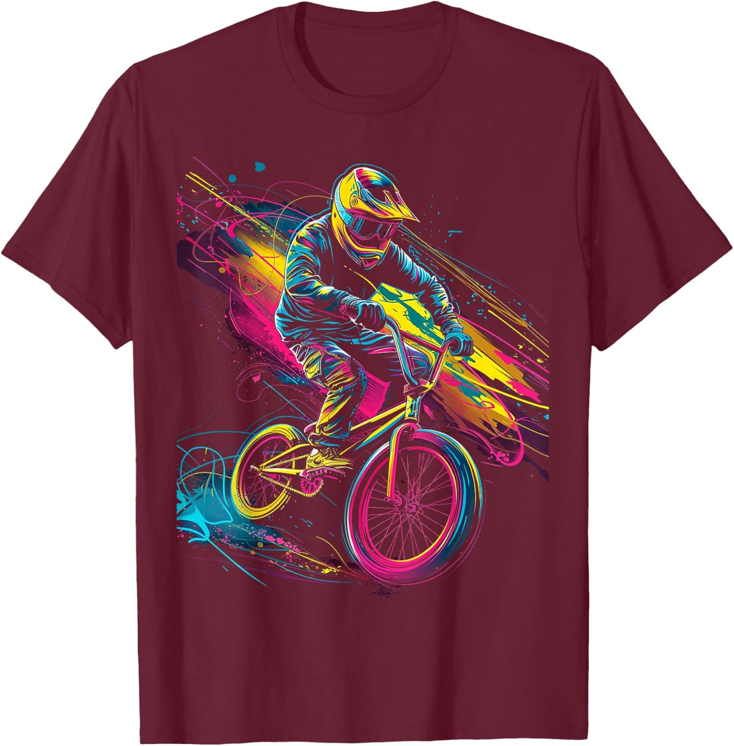BMX Dirt Neon T-Shirt - T-Shirt | Maroon