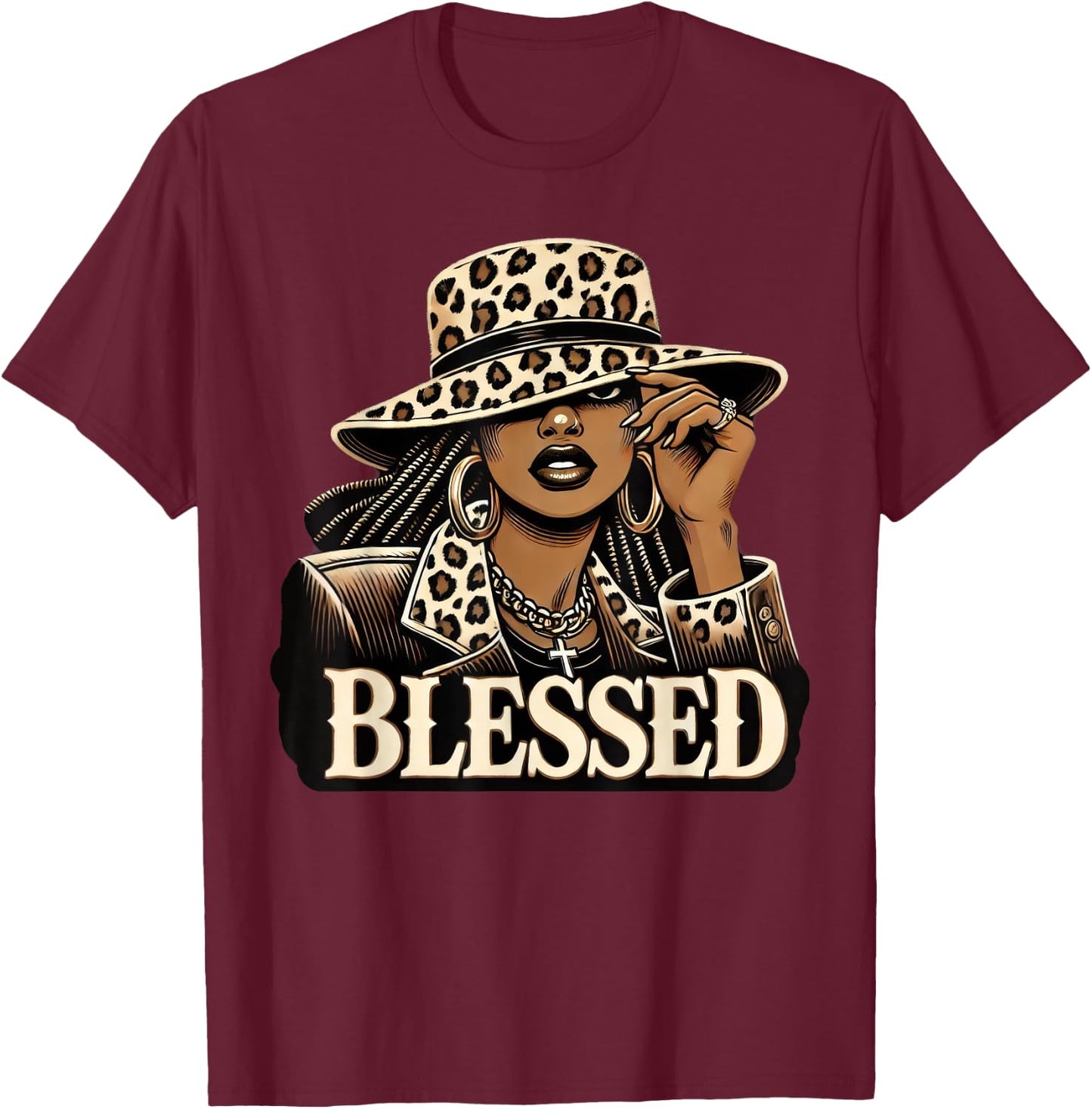 Blessed Black Cowgirl Western Swag African Christian Woman T-Shirt - T-Shirt | Maroon