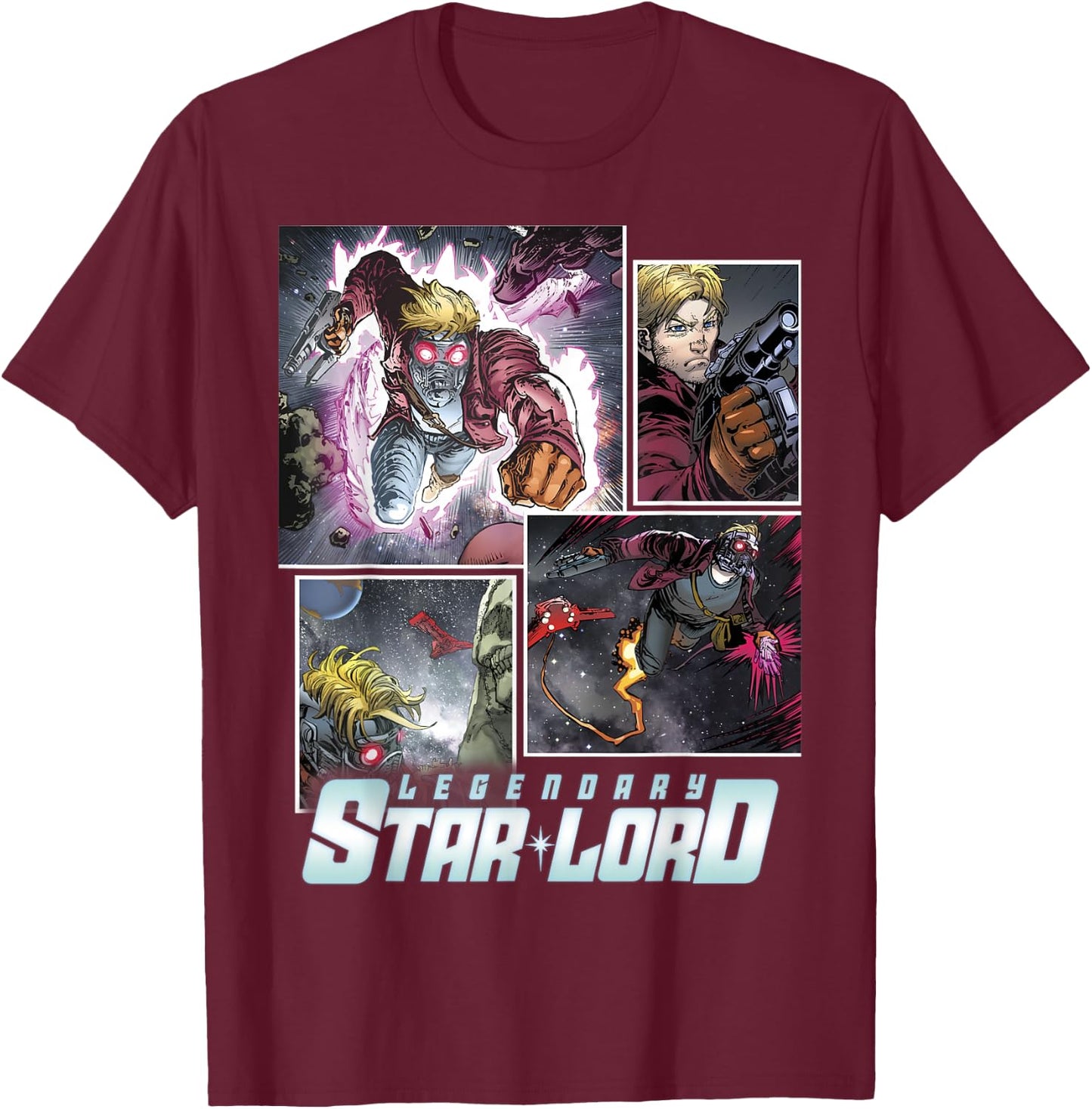 Marvel Guardians of The Galaxy Legendary Star-Lord Collage T-Shirt - T-Shirt | Maroon