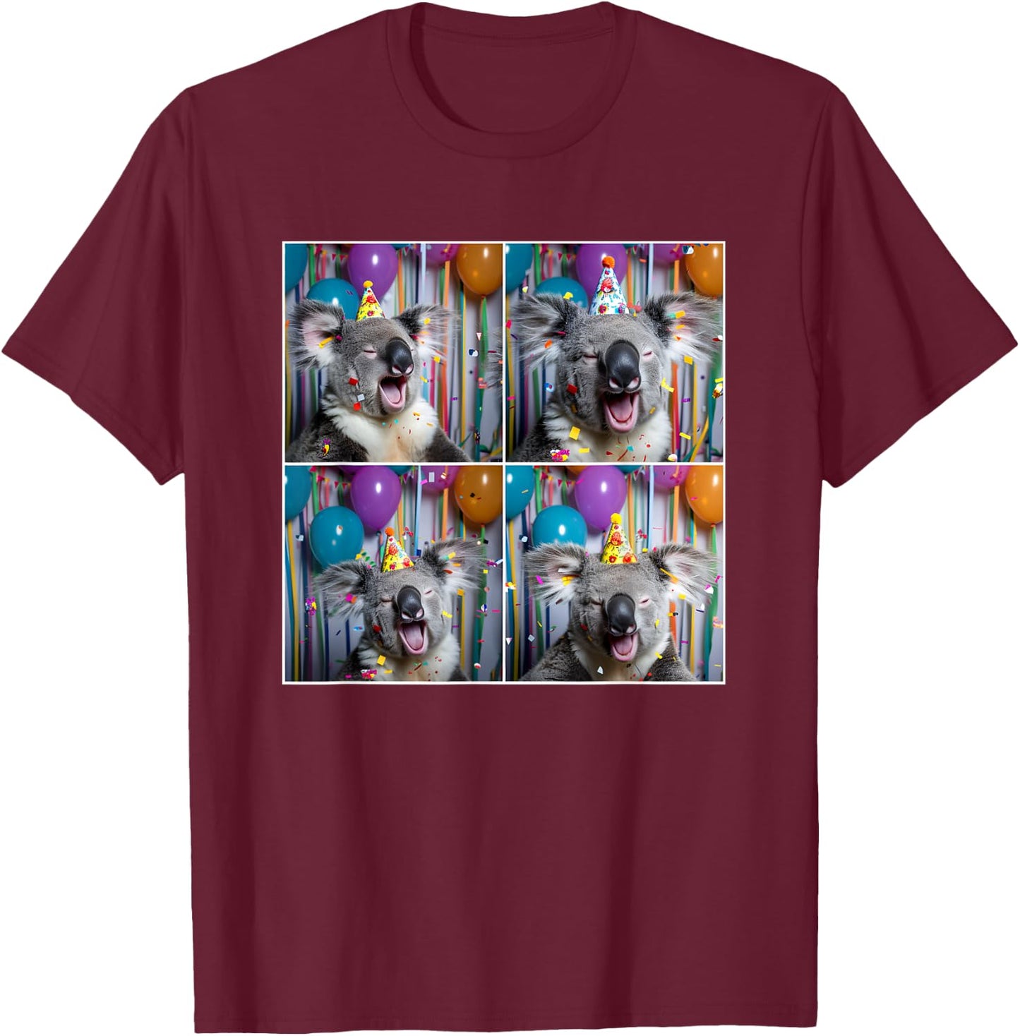 Koala Lover Zoo Animal Party Cute Colorful Koala Birthday T-Shirt - T-Shirt | Maroon