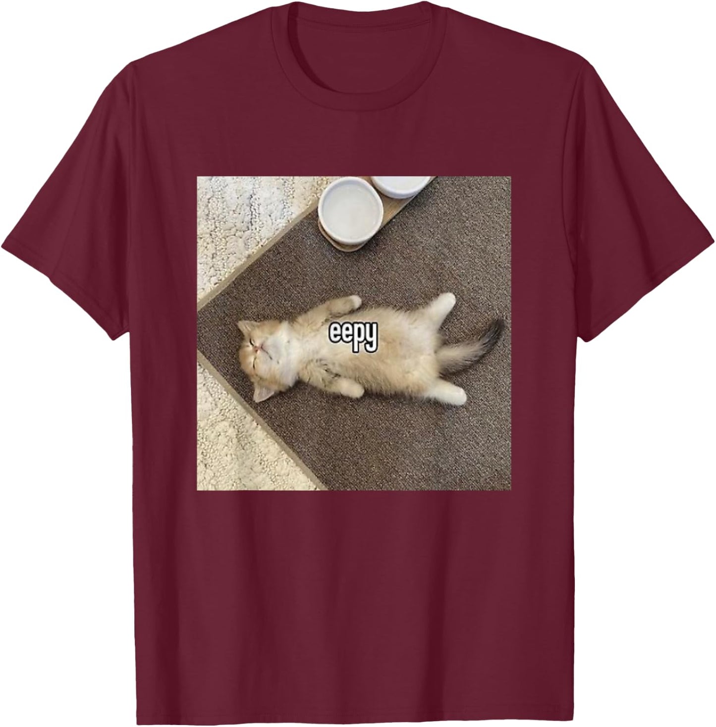 Eepy Cat, Silly Sleepy Cat Meme Women Kids T-Shirt - T-Shirt | Maroon